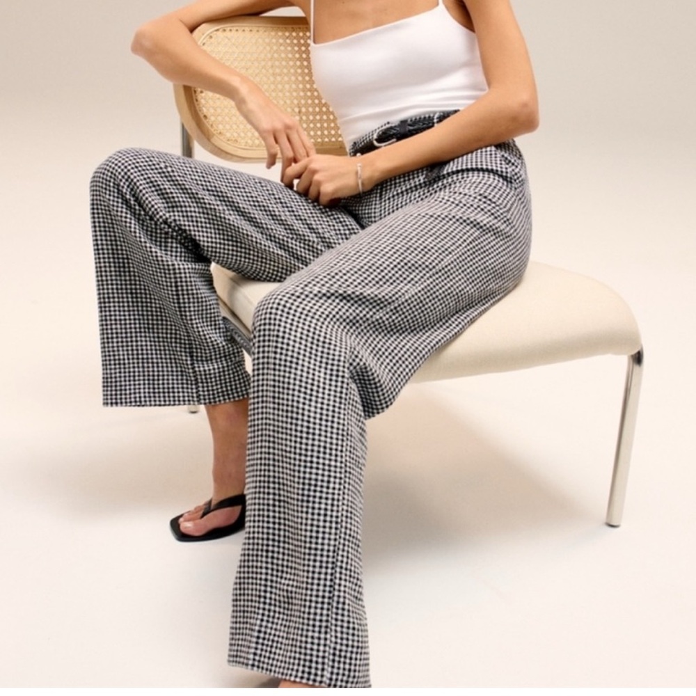 🚫 sold🚫 Abercrombie & Fitch Gingham Tailored Linen-Blend Suit Pants